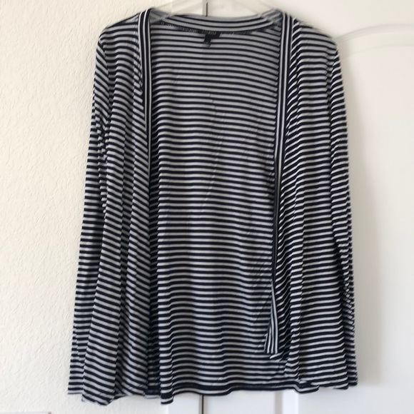Talbots Navy/Wht Striped Open Front Cardigan Small - Picture 4 of 5